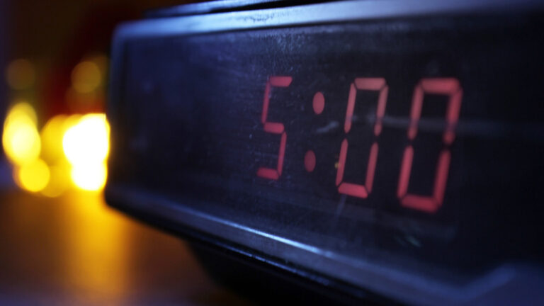 Alarm clock showing 5