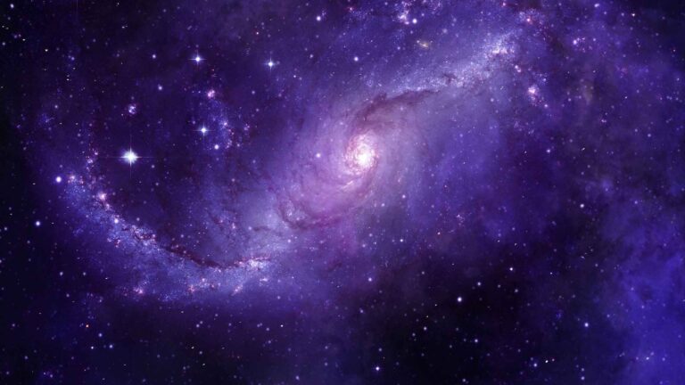 A purple galaxy and the milky way.